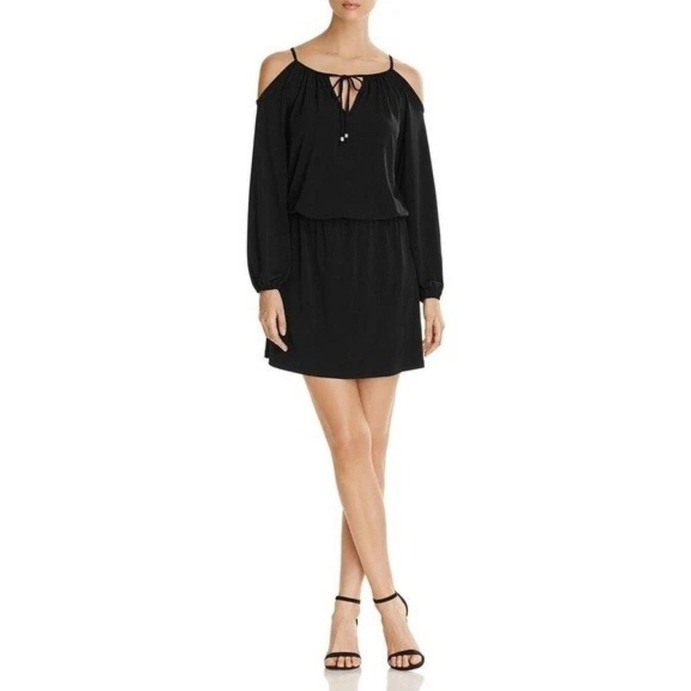 NWT Michael‎ Kors Cold Shoulder Black Peasant Dress
